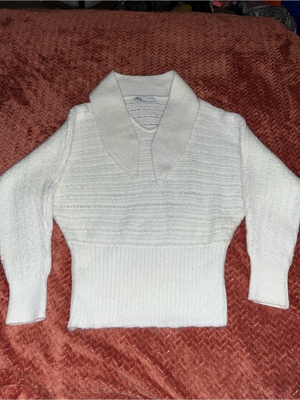 Zara Cream Open-Knit Sweater